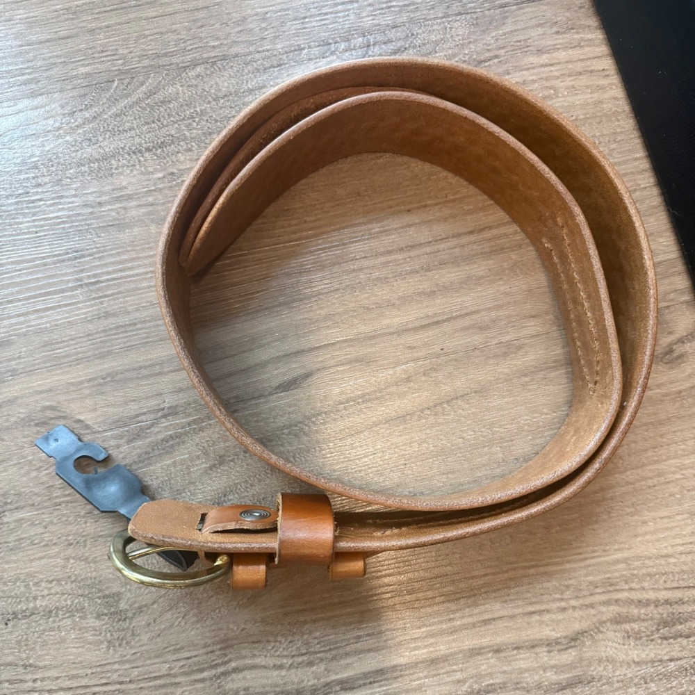 Bianchi B4 Rangler Tan Basketweave Leather Belt Solid Brass Buckle Size 36 Mens - Picture 3 of 13